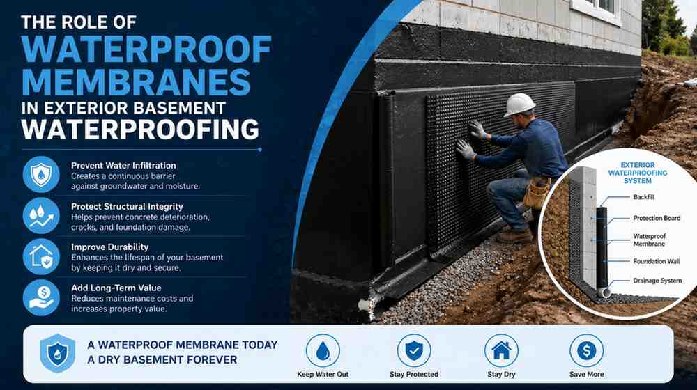 The Role of Waterproof Membranes in Exterior Basement Waterproofing
