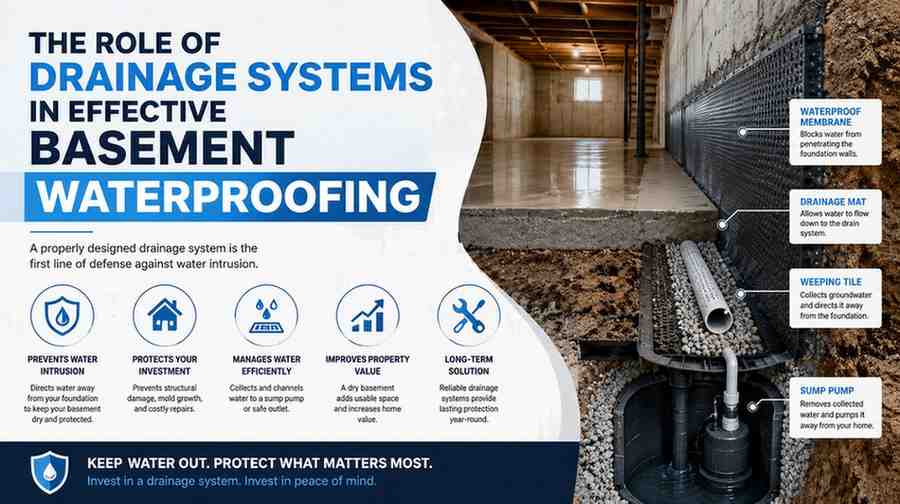 The Role of Drainage Systems in Effective Basement Waterproofing